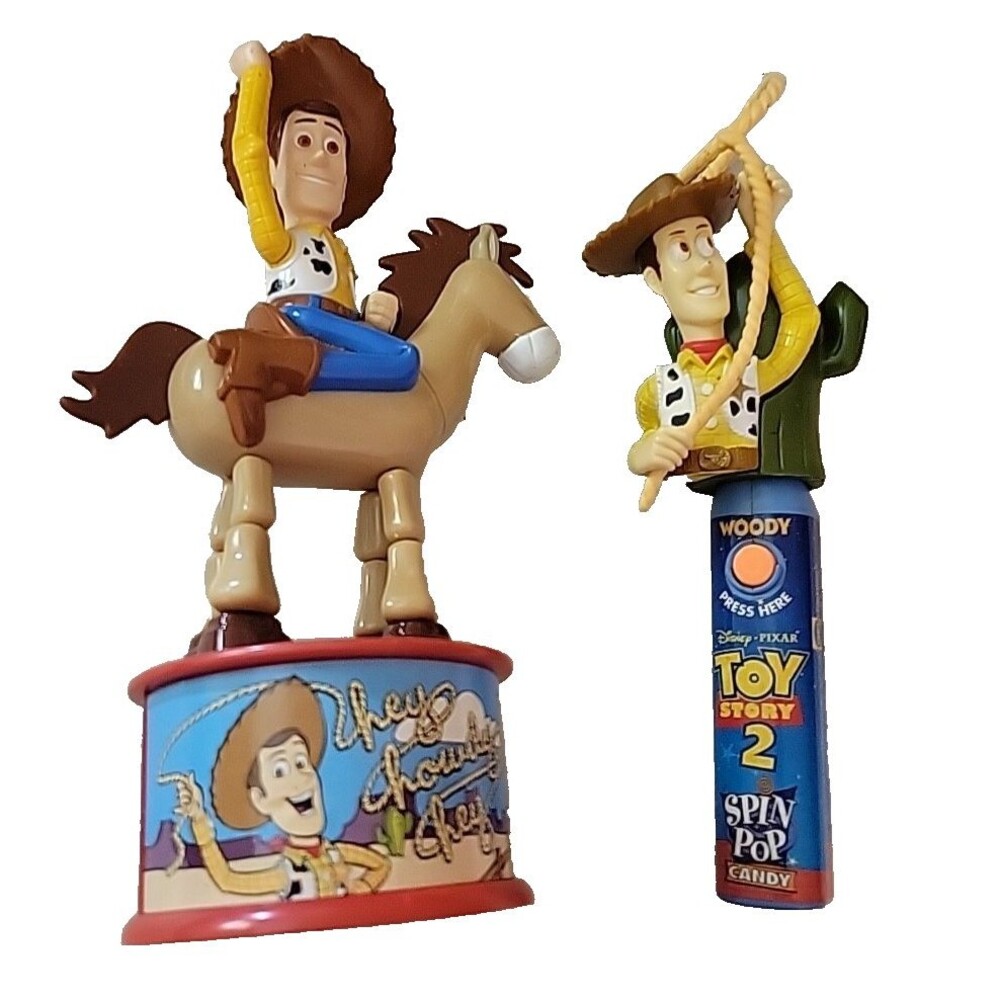 Vtg Toy Story  Woody Bullseye Candy Dispenser McDonald’s + spin pop Display Only